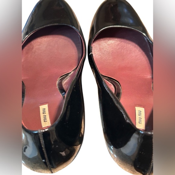 MIU MIU ITALY Shiny Black Slip On Heels Office Career Elegant Formal Women Sz 39 - Picture 5 of 12